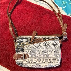 UNIONBAY Black and Brown Elephant Pattern Crossbody Bag